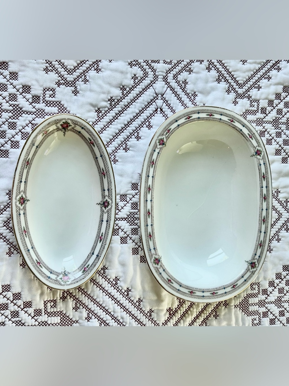 Vintage 1912 Oval Vegetable Bowl and Relish Dish  set